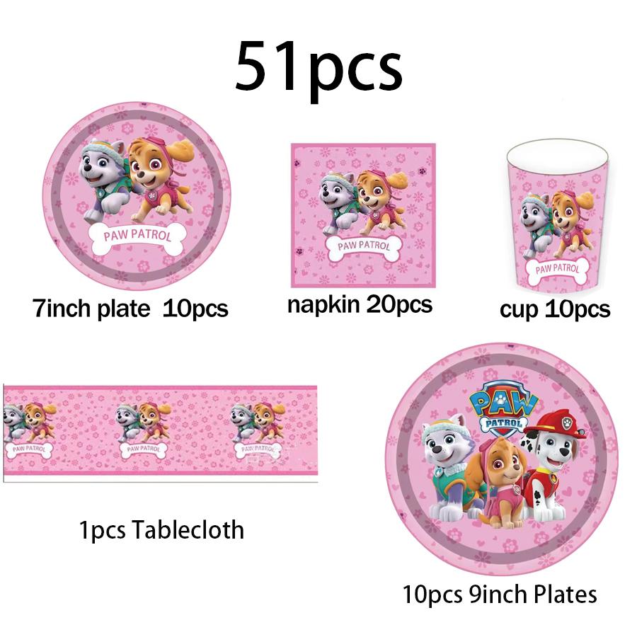 Birthday Party Supplies Tableware Set with Tablecloth Napkin Paper Cups Stickers Banner Backdrop - Complete Party Kit