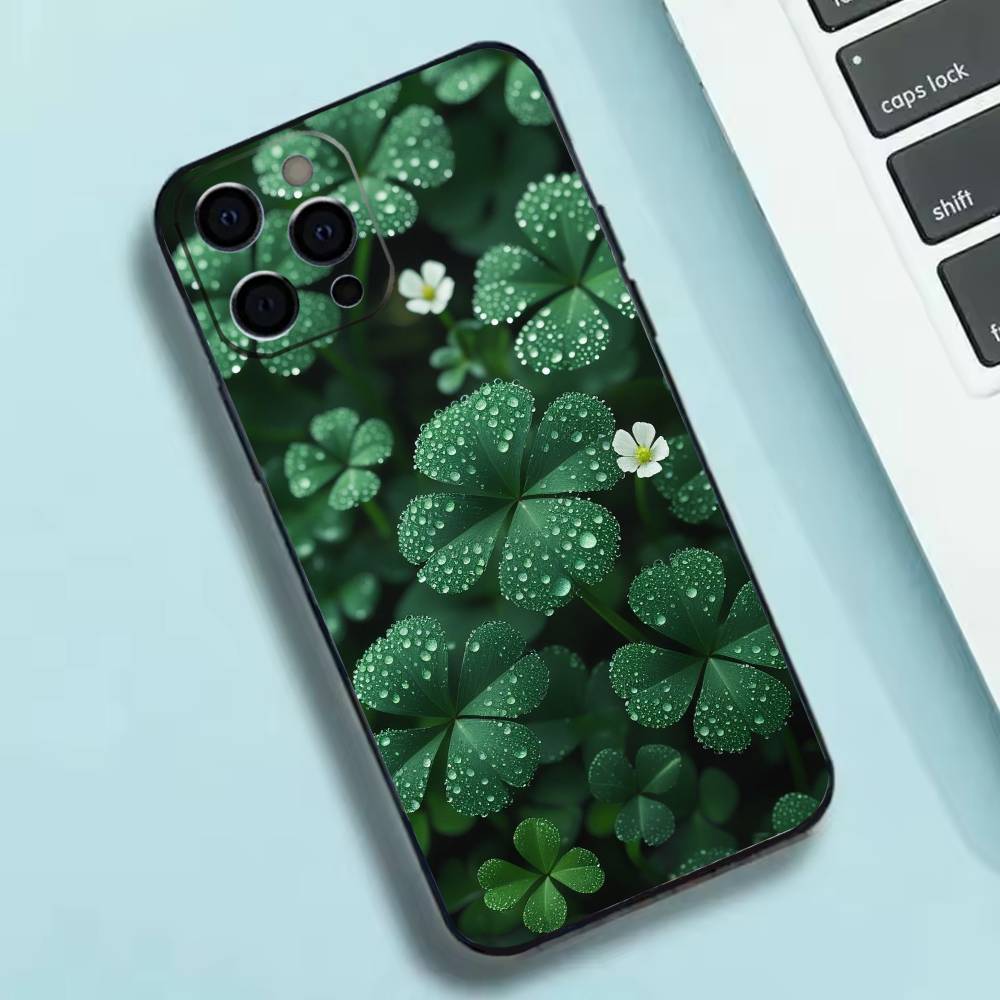 Lucky Four-Leaf Clover Phone Case Silicone Soft For IPhone 17 16 15 14 13 12 11 X XR Plus Pro Max Plus