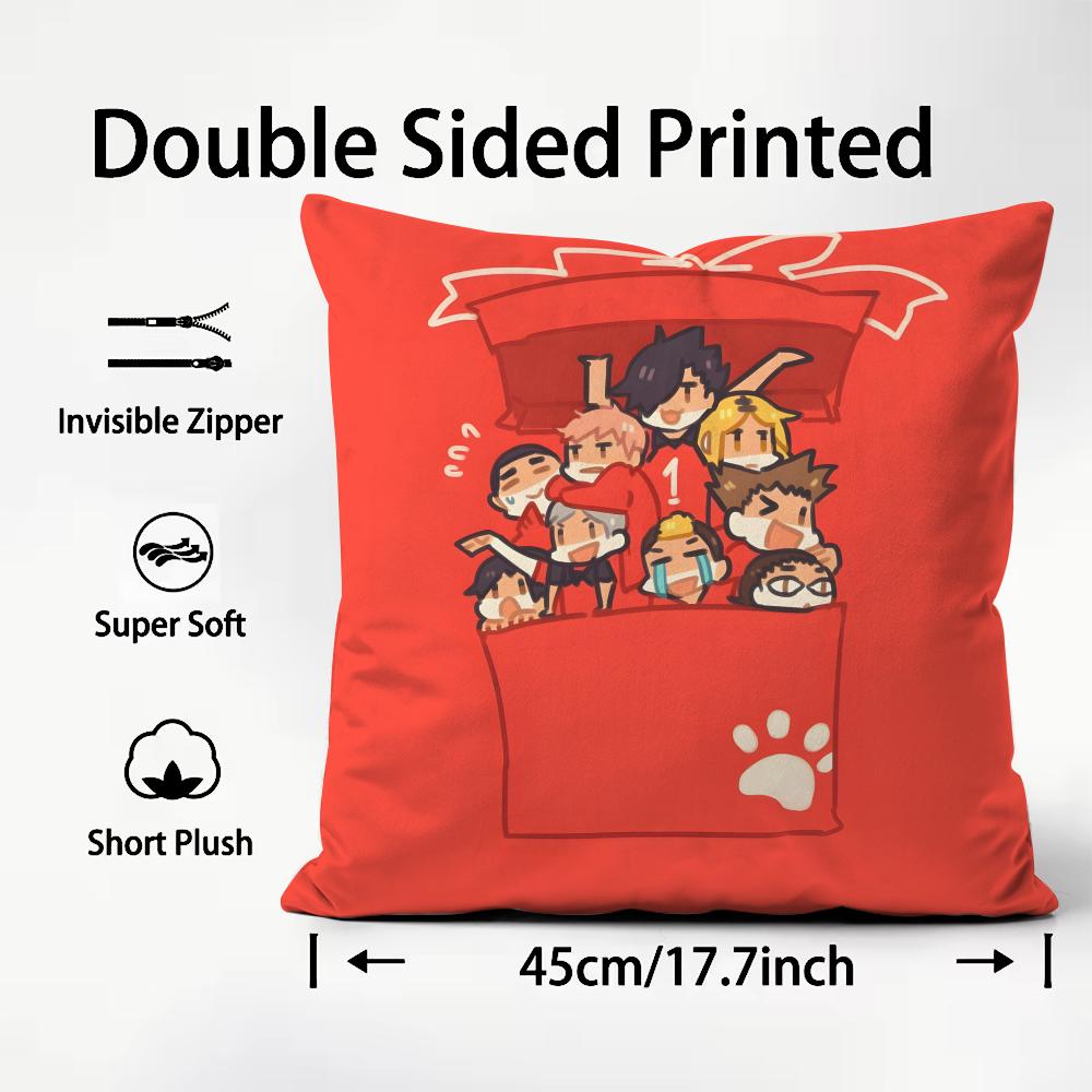 Anime Haikyuu Cartoon Cushion Cover Pattern Printed Pillowcase for Living Room Sofa Cushion Cover & Bedroom Decor