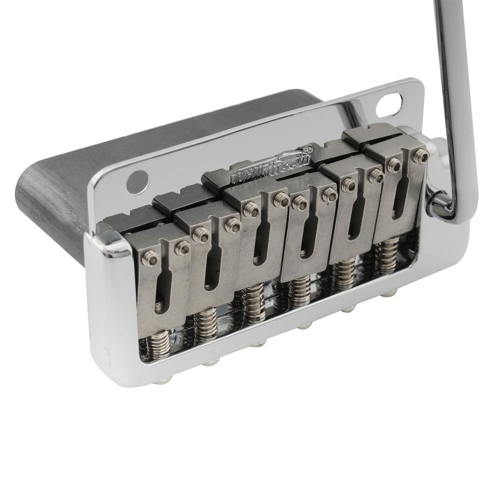 Wilkinson String Pitch Tremolo Unit Bridge with Full Block Steel Saddles for Import Strat Chrome WVP2-SB 10.8mm Two-Point Japan/Korea Guitars,