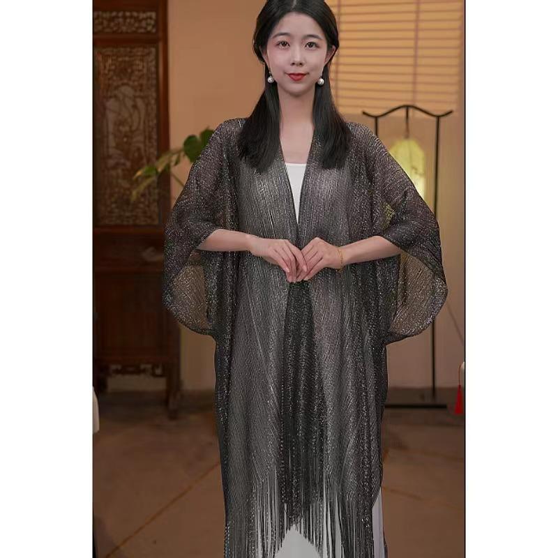 Summer Tassel Cape: Hollowed-Out Sun Protection Knitted Shawl for Parties & Travel