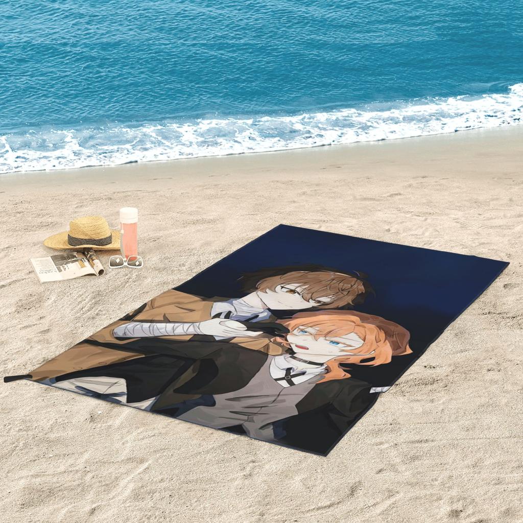 Bungou Stray Dogs Wan Anime Dazai And Chuuya Beach Towel Soft Microfiber Quick Dry Absorbent Quick Towels For Pool