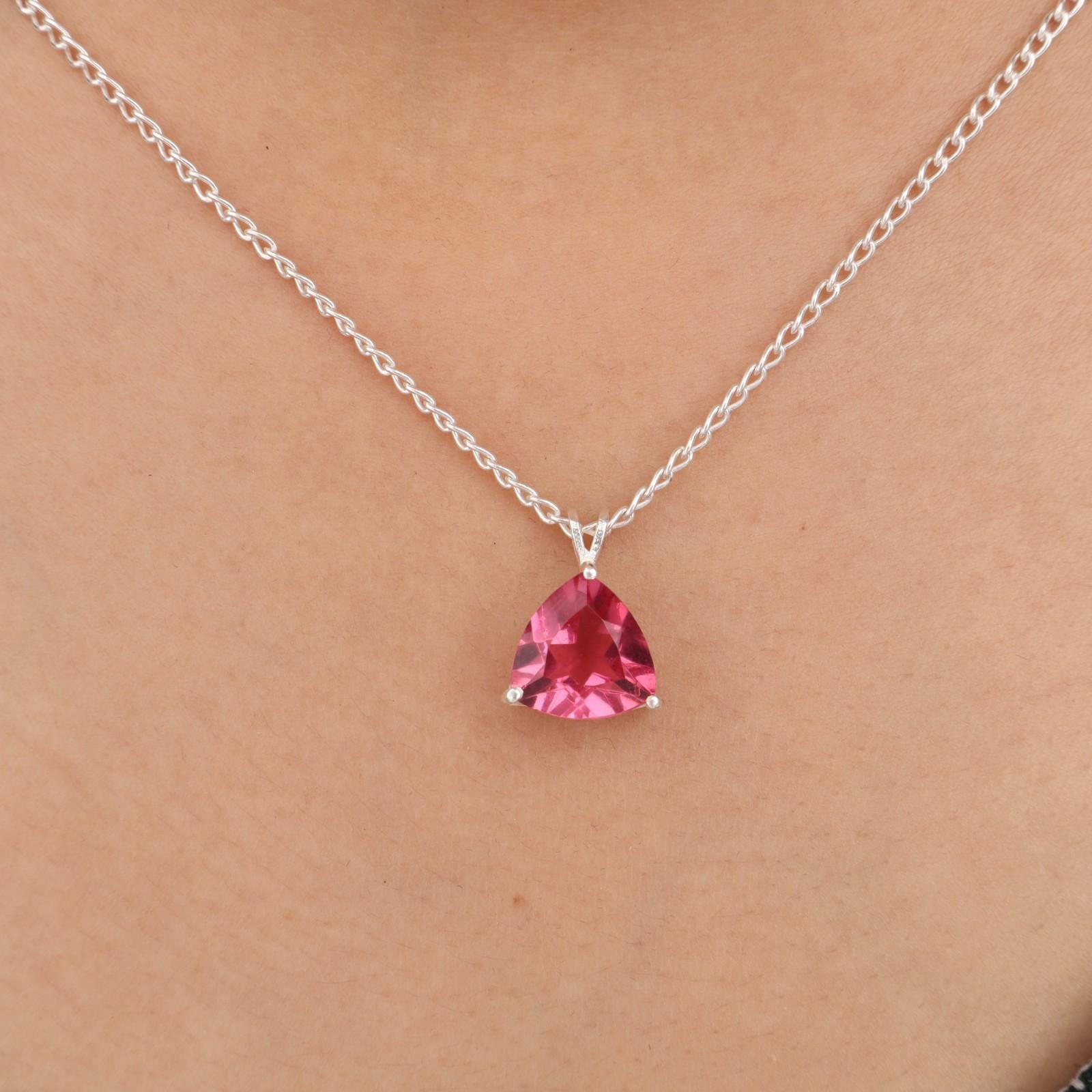 

Драгоценный камень Розовый Турмалин Ювелирные изделия из стерлингового серебра 925 ручной работы Подвеска 0,58 CZP-15-1