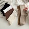 White Maternity Pile-up Socks, Retro Plain Color, Sweat-absorbing Mid-calf Socks, Cotton Winter and Autumn Sports Socks