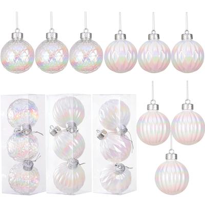 3pcs/box 8cm Christmas Ball Decorations Colorful Transparent Balls Xmas Tree Hanging Pendant Home Navidad New Year Ornaments