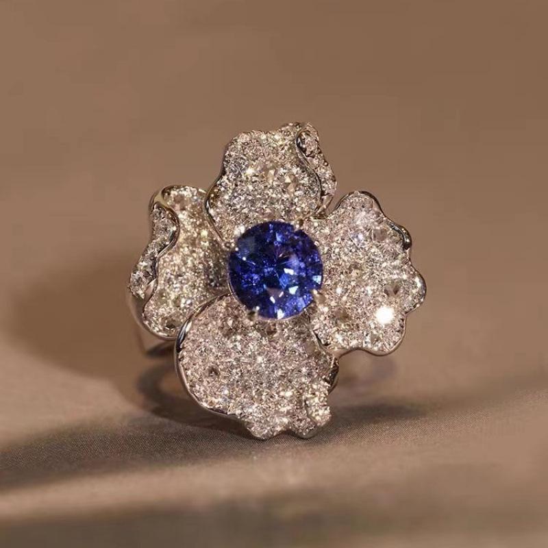 Elegant Women s Sapphire Ring: Stylish, Luxurious, Unique Design, Colored Gemstone Jewelry Adjustable Open Ring