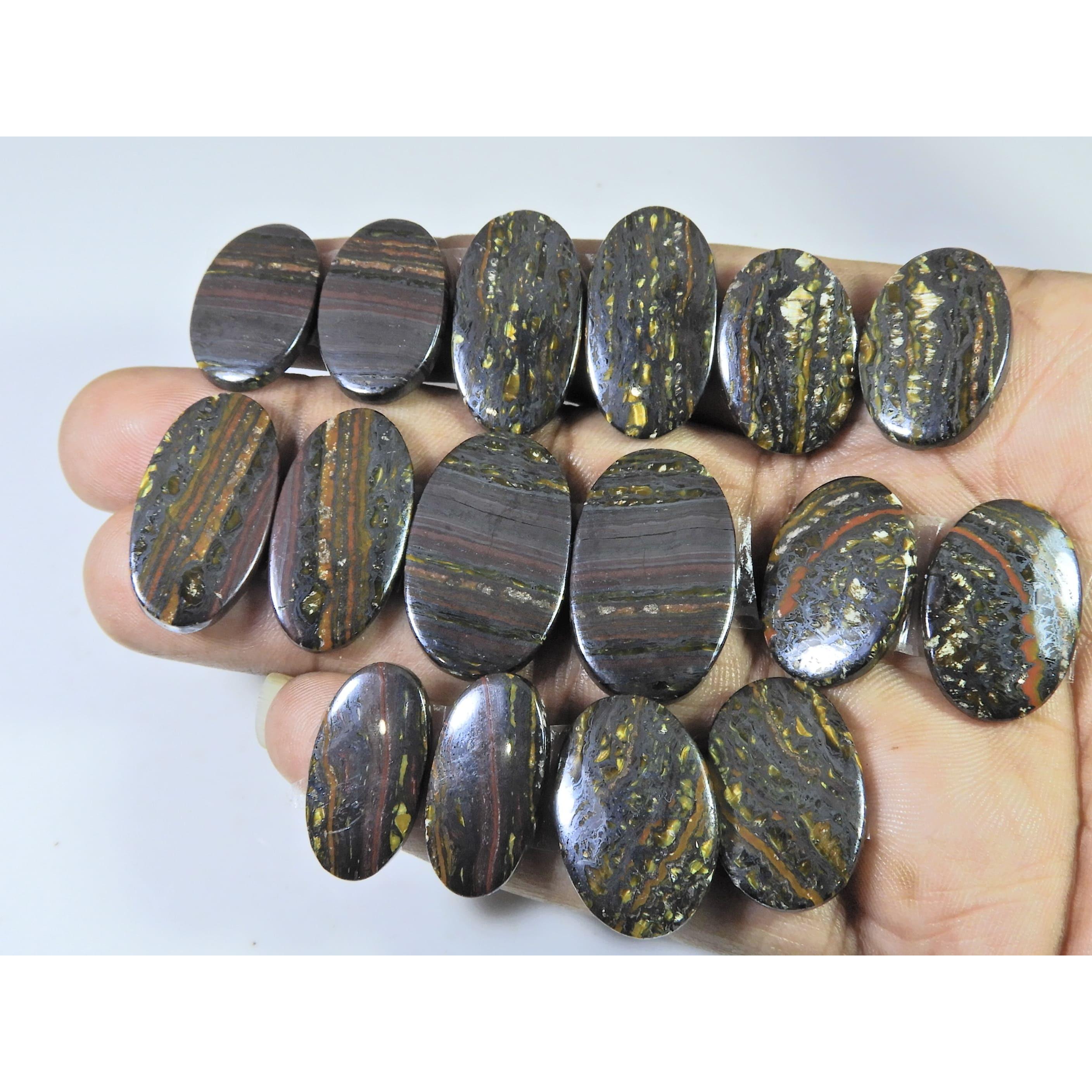 

244Cts. Natural Iron Tiger Matched Pair Oval Cabochon Gemstone 08 Pair Lot C-373