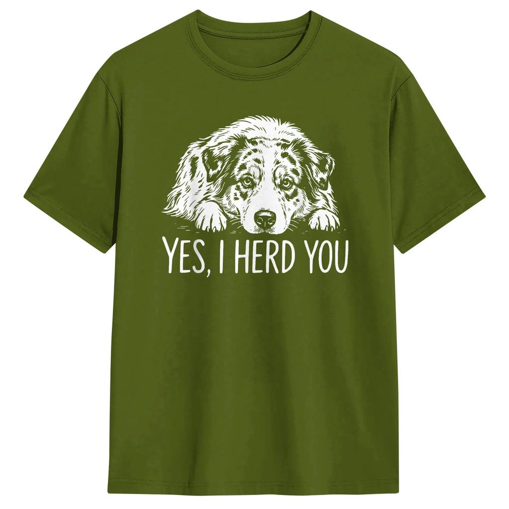 Men T-Shirt Yes I Heard You Line Art Australian Shepherd Dog Lover  Tee Shirt Short Sleeve  T Shirt Round Collar Clothes