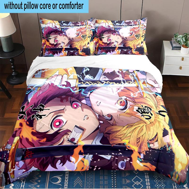 Powerful Demon Anime 3PCS Bedding set,Ideal for1pc Duvet Cover And 2pcs Pillowcases Perfect for Christmas gift,Ideal for Bedroom, Dormitory