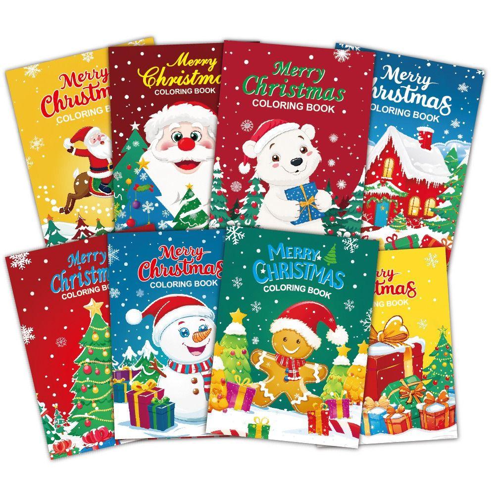 8PCS/Set Merry Christmas Christmas Theme Coloring Book Educational Montessori Gift Graffiti Painting Book Doodles Book Children