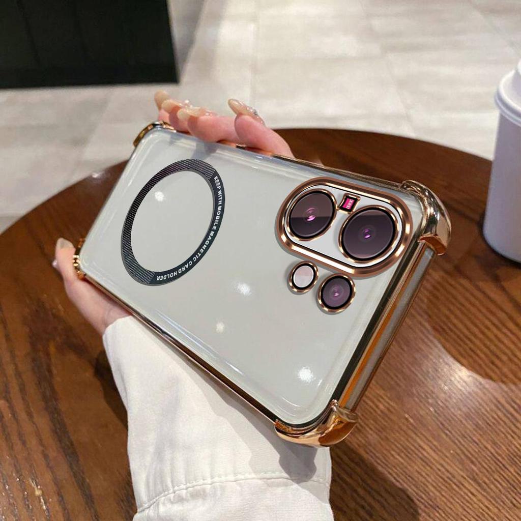Case for Vivo V60 Clear Magnetic Casing Electroplated Lens Frame Phone Cover