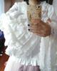 Lolita Blouse Princess Long Round Milky Lolita Ruffle Princess Perfect for Tea Gothic Gothic Blouse Shirt [cnstone] Shirt, Sleeves, Sleeves, Collar,