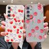 Cartoon Cherry Fruits Case For Samsung S26 Ultra S25 A18 S24 S23 S22 S21 FE A15 A16 A17 A35 A36 A37 A54 A55 A56 A57 Leather Texture Silicone Cover