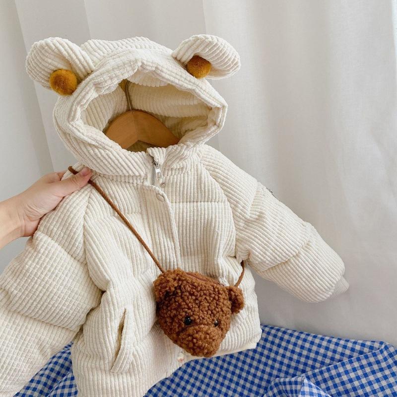 Flickors tecknade huvförsedda tjocka bomullskläder Flickors höst- och vinterbomullskläder Damers skatt tjock kappa Baby varma kläder