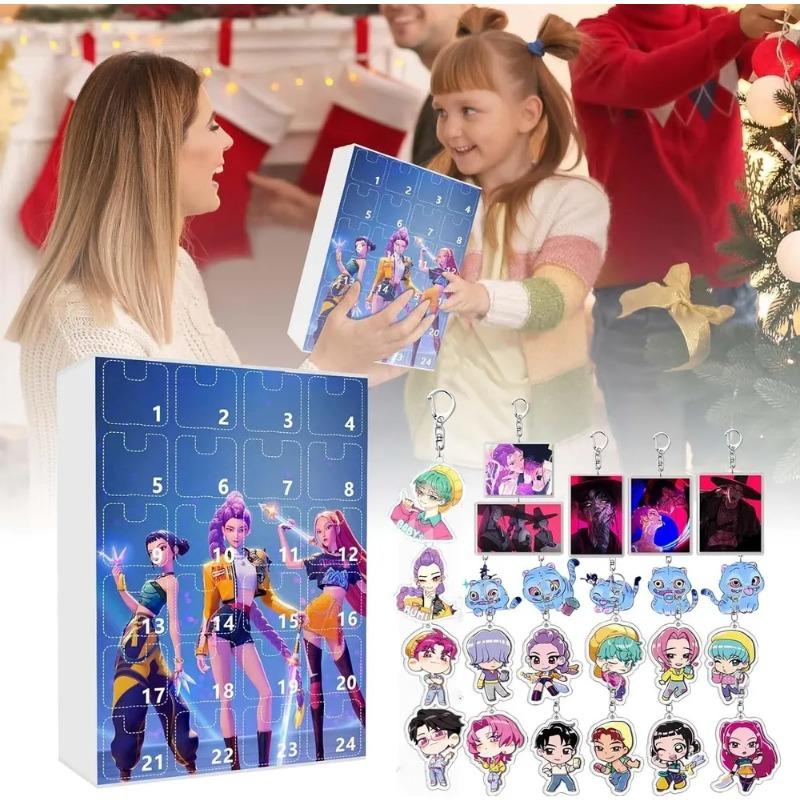 Kpop Hunters Überraschungsbox mit 24 Schlüsselanhänger-Spielzeugen, Halloween-Dekorationen, Weihnachtsgeschenke für Kinder, Erwachsene und Teenager