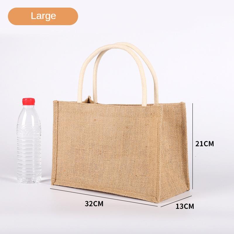 Vintage Women Linen Tote Shopper Purses Large Summer Beach Handbags Portable Eco Top Handle Shopping Bag Multiple Sizes Handbag
