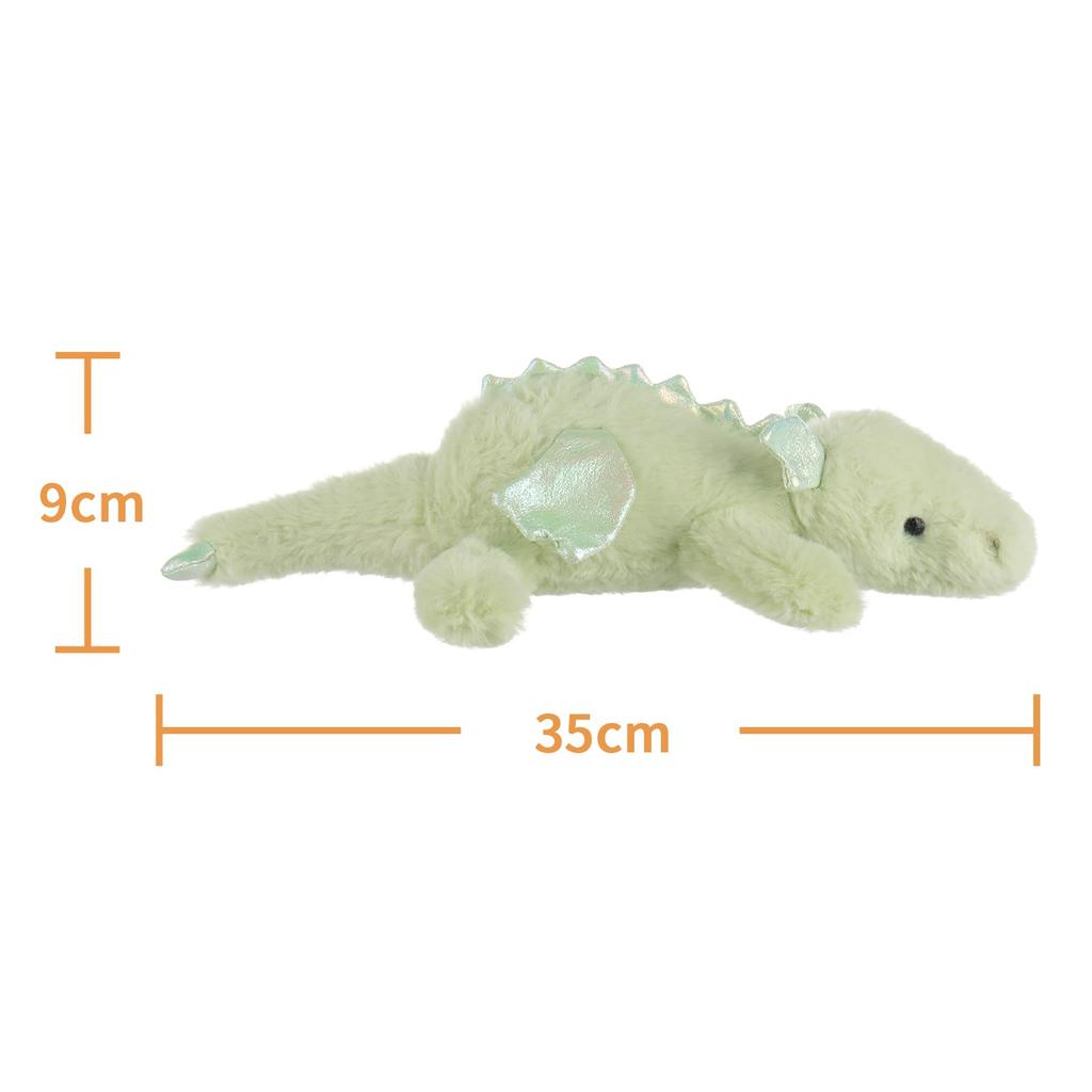 Aprikose Lamm Grün Liegender Drache Plüschtier, Weich und Niedlich, Flauschiger Grüner Liegender Drache, 38cm, Geeignet für Jungen und Mädchen
