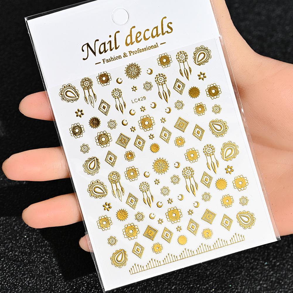 Best-Selling Japanese Aesthetic Laser Silver Heart Nail Stickers - Plant-Inspired Nail Art