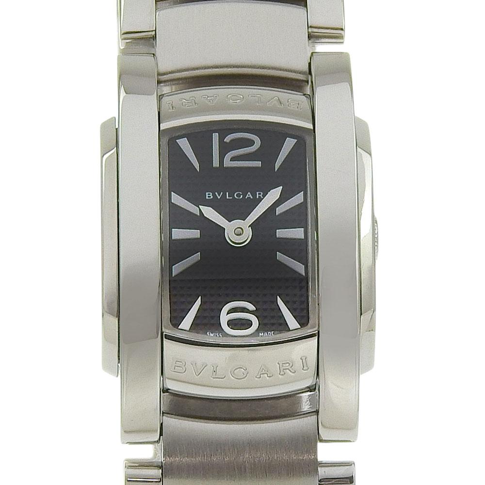 Bvlgari Assioma Watches AA26S blackDial Stainless Steel Quartz Analog Display Women Used