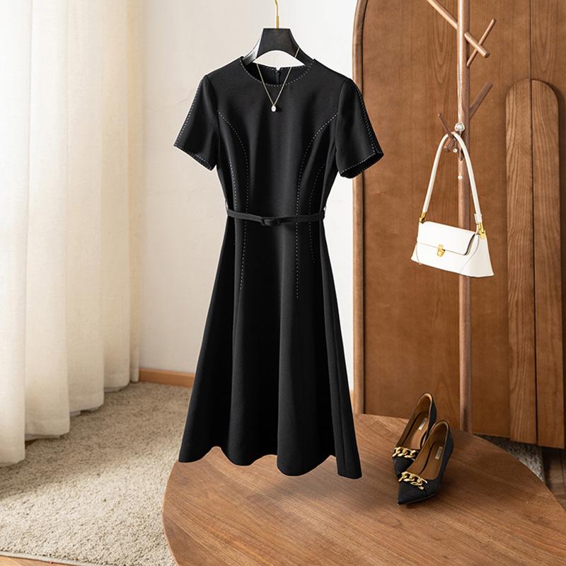 High-end acetic acid dress summer new high-end waist temperament celebrity a-word skirt