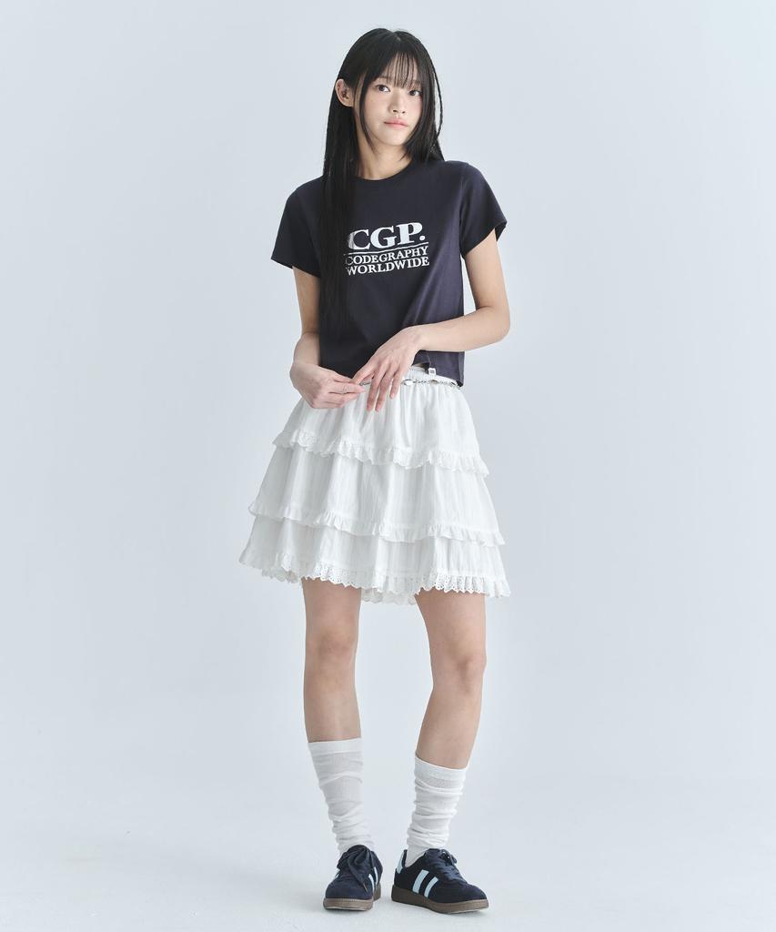 Code Graphy (Women) Frill Skirt - Off-White