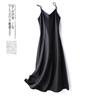 Spring and summer new French acetic acid satin sexy suspender dress women's medium and long inner solid color bottoming dress