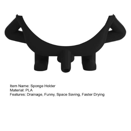 Drukowany 3D Uchwyt na Gąbkę Uroczy Wiszący Uchwyt na Gąbkę z Odpływem Zabawny Stojak na Gąbkę na Krawędź Zlewu Kuchennego na Blat