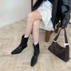 Popular Small Boots Femininity 2025 Design Sense Square Head Martin Boots Thin Heel Skinny Boots Small Heel Boots
