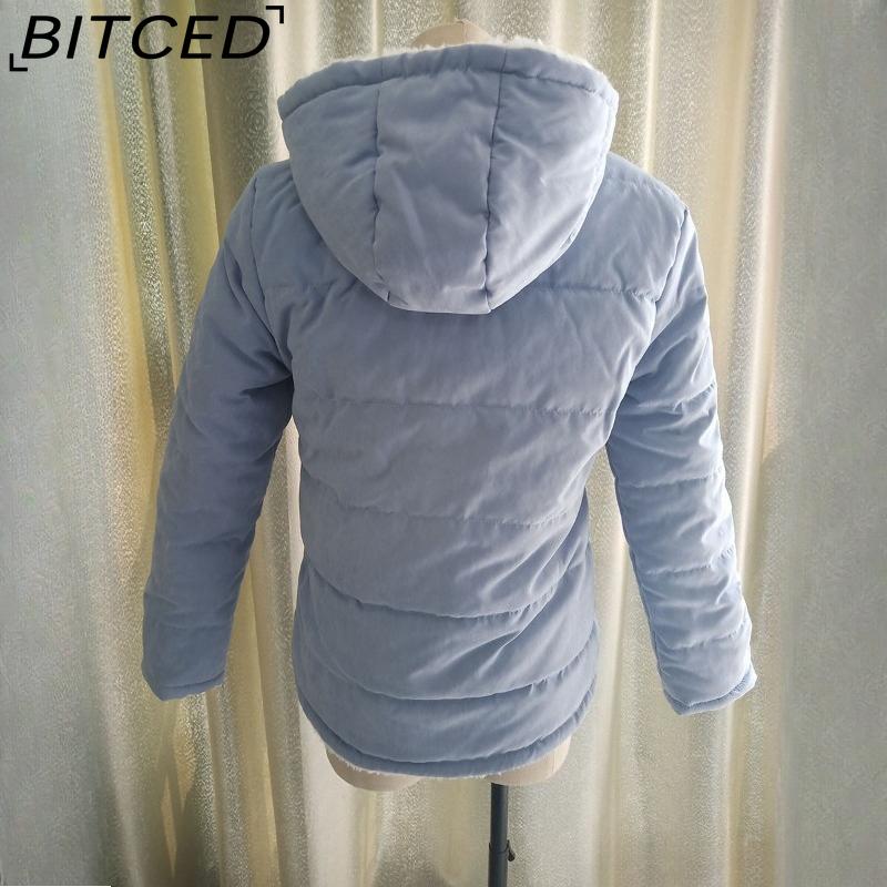 BITCED Fleece-Lined Thickened Cotton Jacket Quilted Short-Length Cotton Coat for Women Autumn/Winter Literary Minimalist Cotton-Padded Outerwear