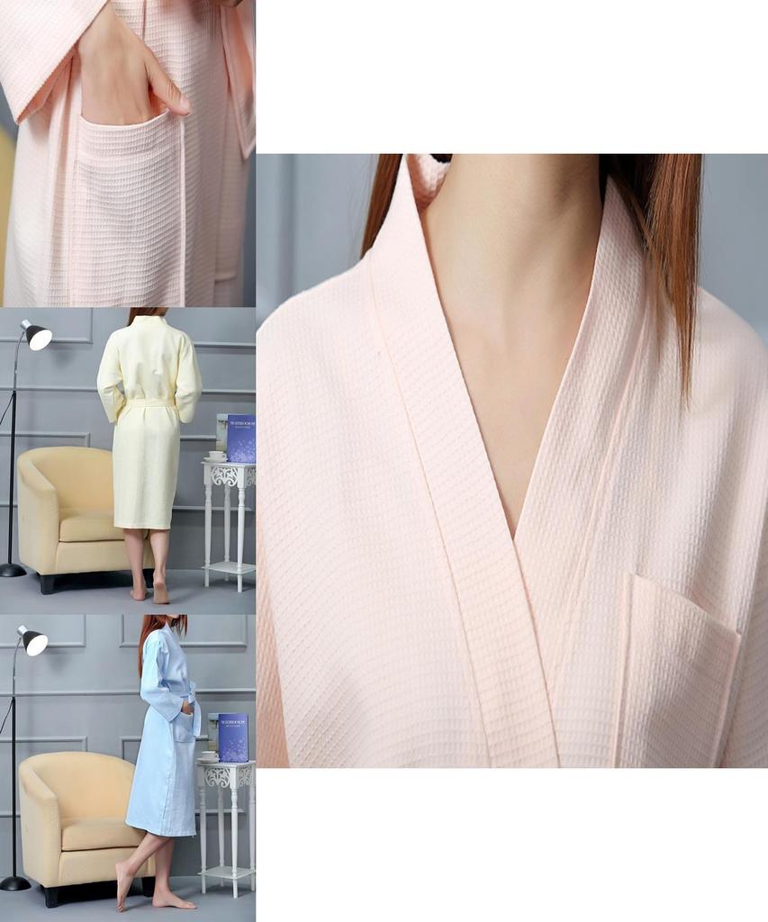 Hotel Cotton Waffle Weave Bathrobe With Embroidered Logo For Spa And Hospitality Use