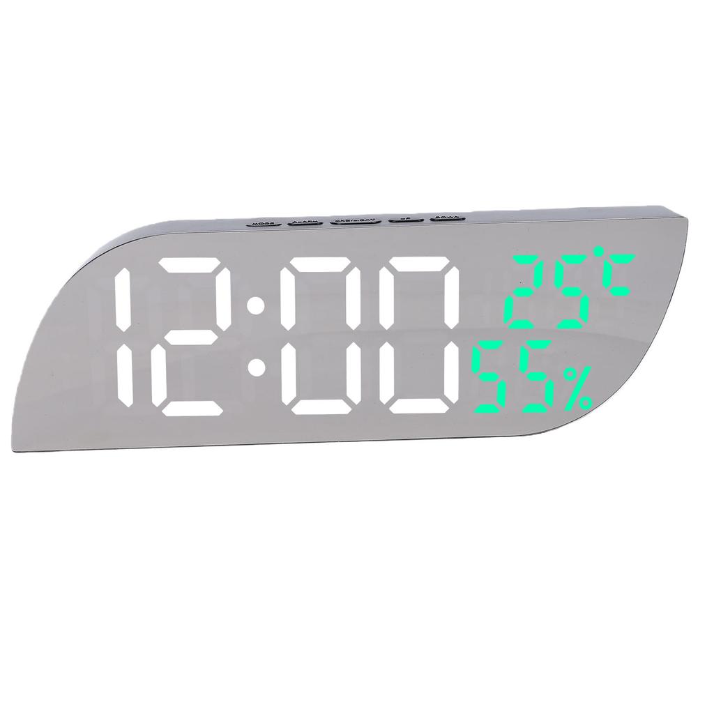 Digital Alarm Clock 3 Alarms Modern Mirror Surface Adjustable Brightness Electronic Alarm Clock with Snooze Function