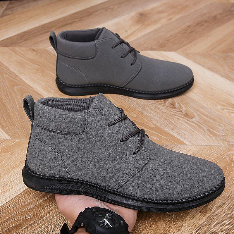 

Мужские ретро замшевые ботинки мартин с высоким берцем - ботильоны и полусапоги в британском и корейском стиле Size 39