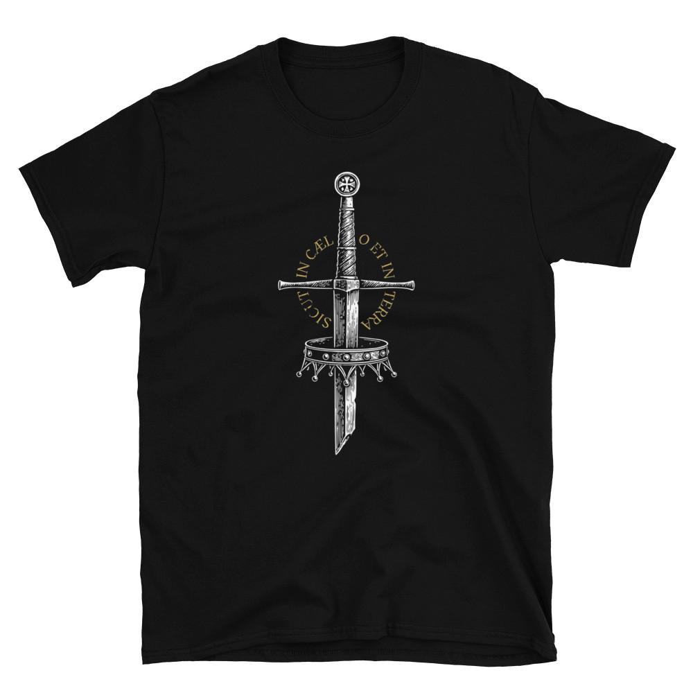 

On Earth As It Is In Heaven TShirt Latin Retro Art Vintage Style Graphic Tee Unisex T-Shirt L
