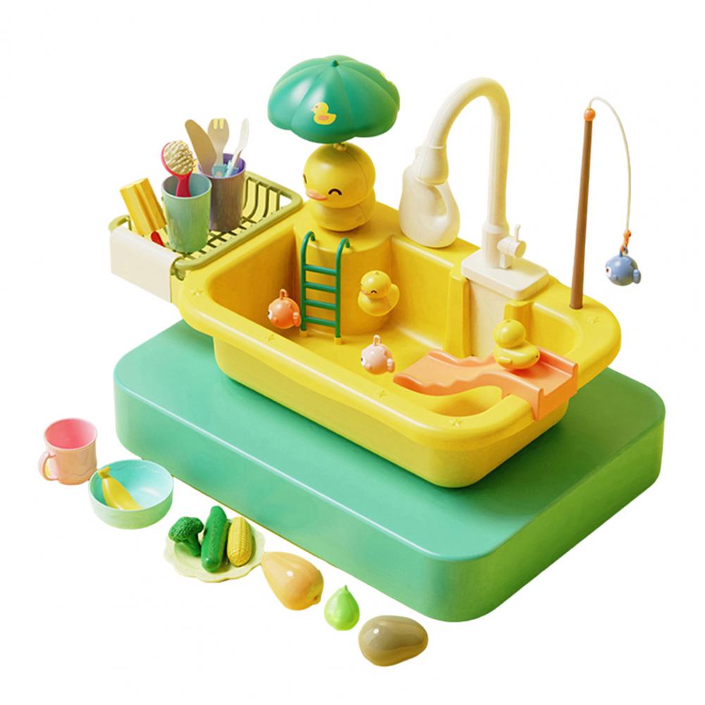 Jucării Educaționale Timpurii Pentru Copil Bebeluș Jucărie Bucătărie Chiuvetă Spălat Vase Plastic Mașină de Spălat Vase Joacă de Rol Joc de Rol Treburi Casnice yellow