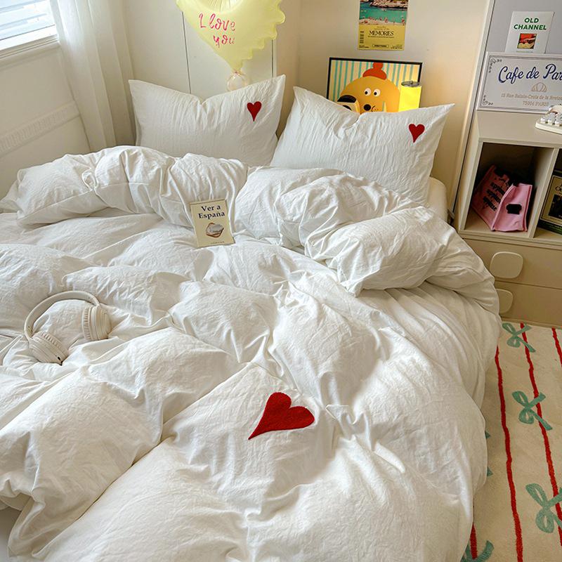 3D Embroidered Towel: 2026 Ins-Style Washed Cotton 4-Piece Set - Solid Color, Soft, Skin-Friendly, Imitation Cashmere.