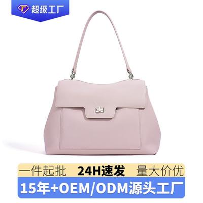 Simple Commuting Fashion Large Capacity Women's Bag Two-layer Cowhide Solid Color Shoulder Genuine Leather Armpit Crossbody