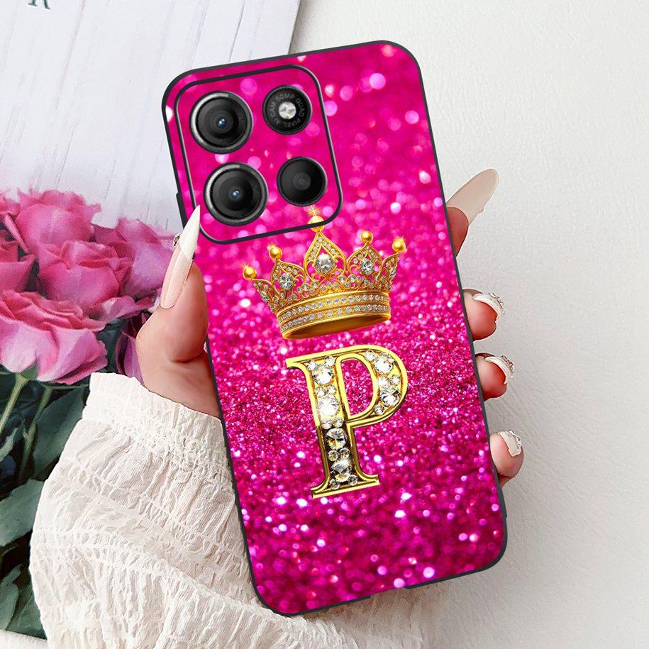 For Motorola Moto G15 Case MotoG15 Cover Luxury Crown Letters Soft Silicone Phone Case For Motorola Moto G75 5G G 75 G 15 Bumper