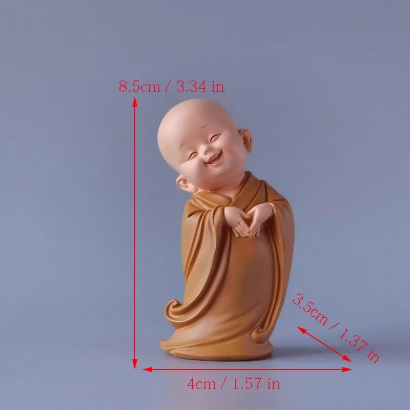 Resin Cute Little Monk Mini Statue Modern Handmade Sculpture Cute Home Living Room Desktop Figurines Children's Gifts Special