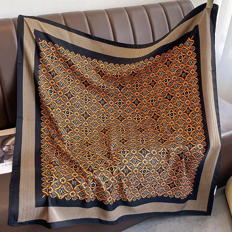 Retro printing spring and autumn summer fashion large square scarf scarf outer shawl sunscreen vacation high-end silk scarf women's models