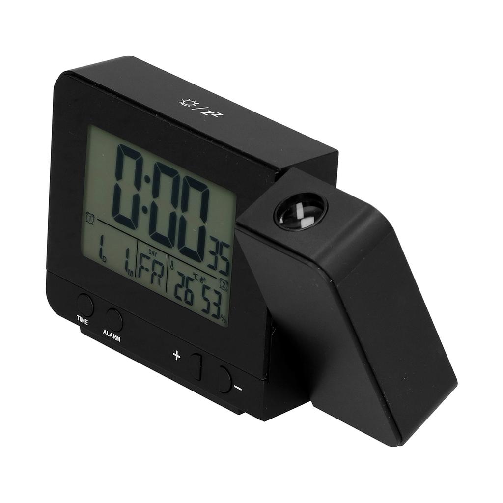 Black Projection Clock with Time Temperature LCD Screen USB Charging Clock for Home
