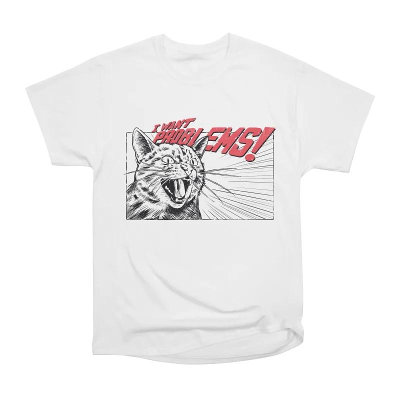 

Men Casual Shirts Short Sleeves I WANT PROBLEMS Tees Oversized T-shirts S белый