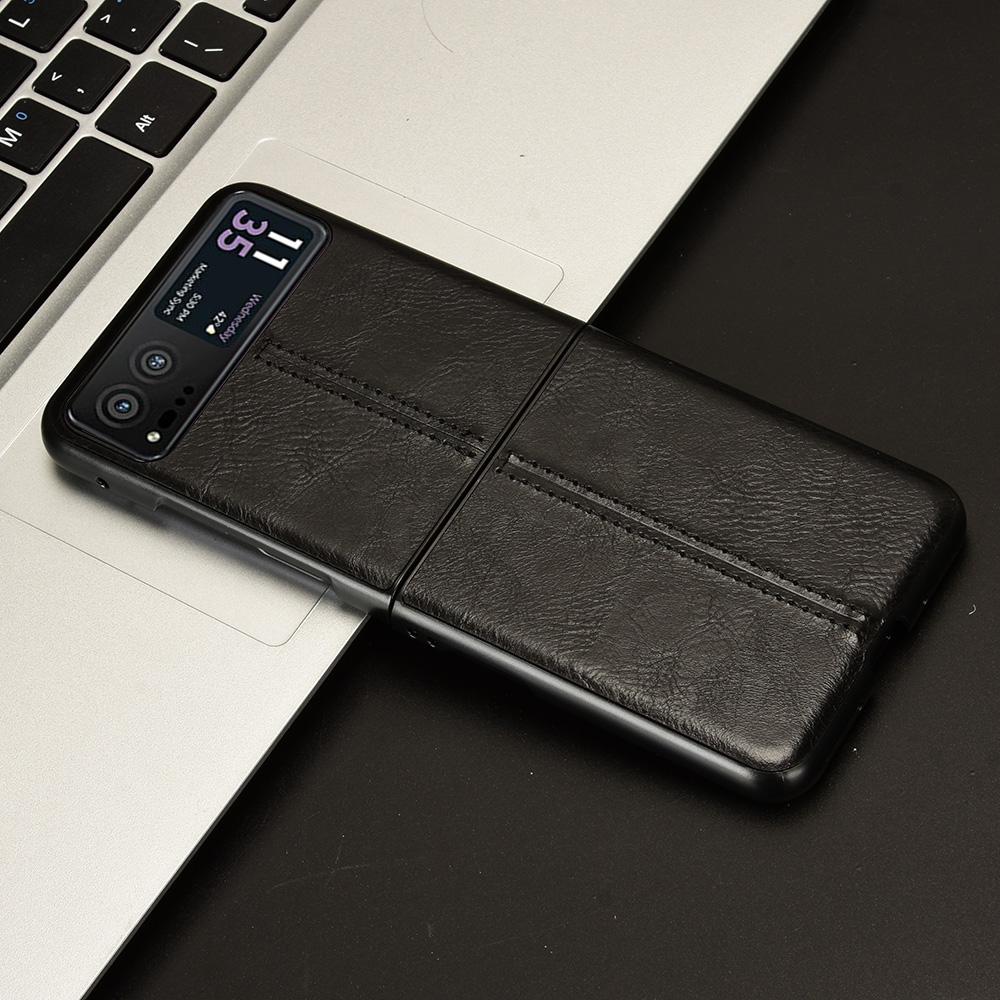 For Motorola Razr 40 5G Stitching Line Back Cover PU Leather+Hard PC Protective Phone Case