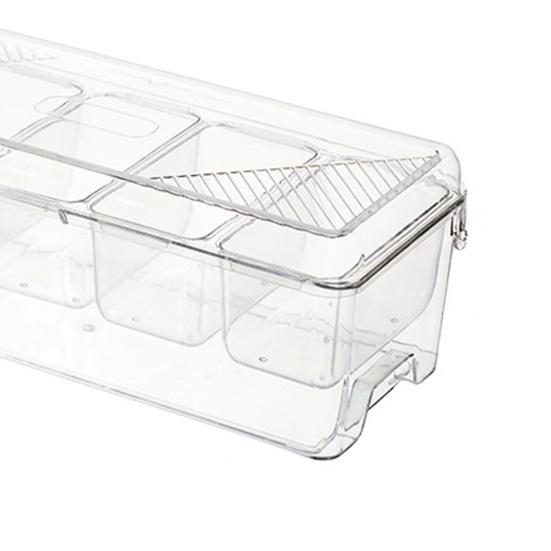 Outdoor Crisper with Lid Multi-Grid Transparent Food-Grade Container Dustproof Spill-Proof Lunch Box for Camping Picnic And Refrigerator