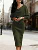 New Autumn Winter Crew Neck Long Sleeve Slim Fit Bodycon Dress for Women