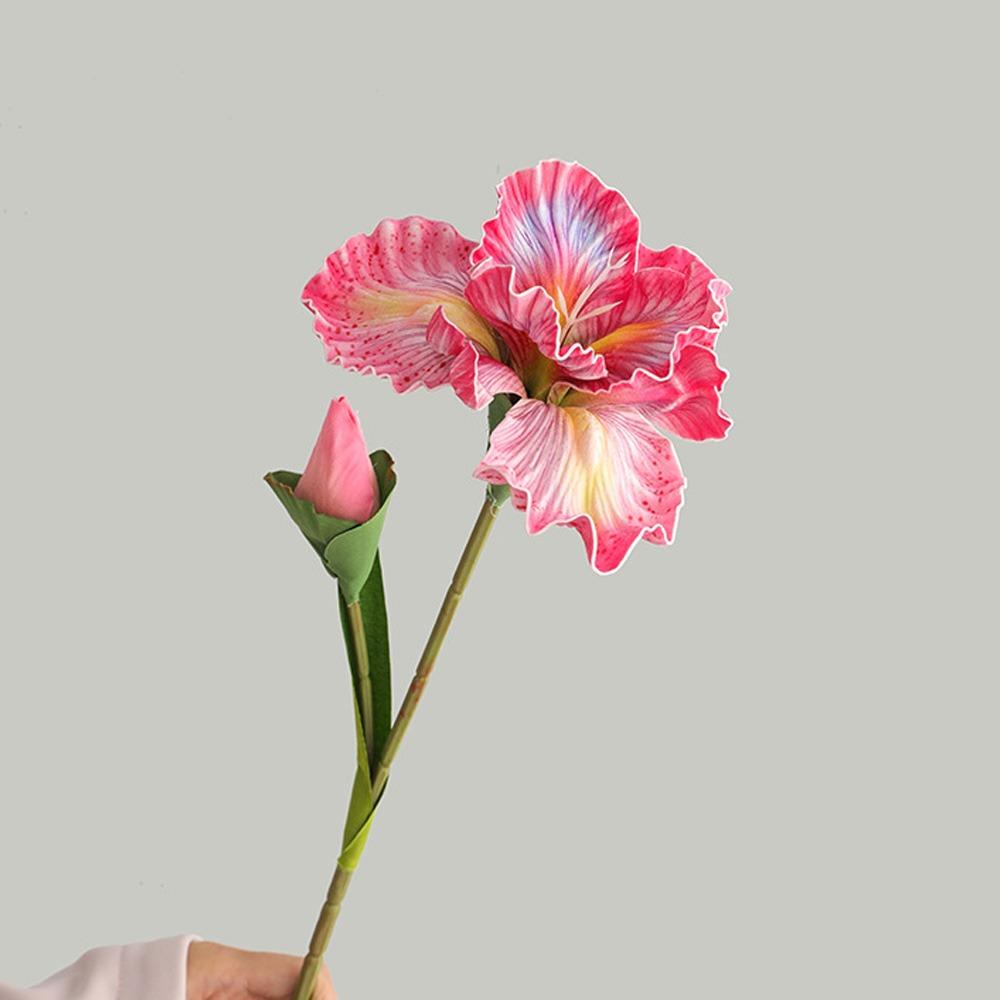 

2pcs Real Touch Artificial Alice Iris Flowers 45cm Silk Fake Flower Home Garden Decor розовый