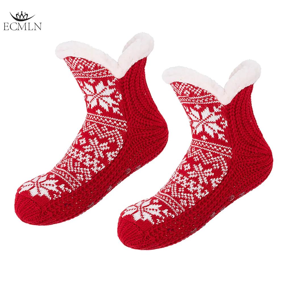 Indoor Non-Slip Thermal Velvet Lined Slippers, Women's Winter Home Slipper Socks