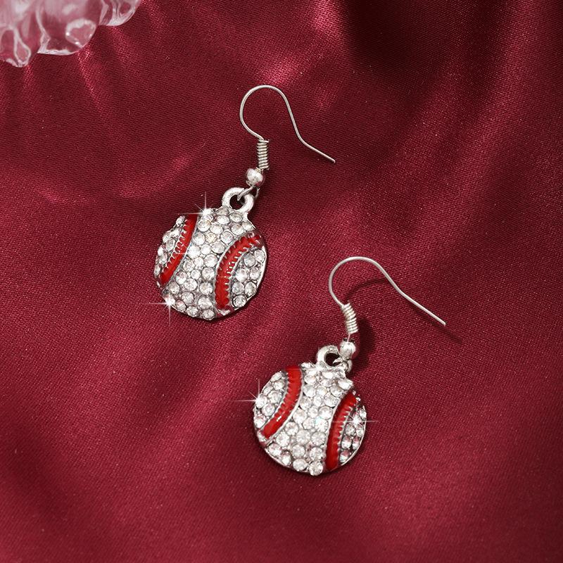 Meier Necklace and Earring Set - Unisex European & American Style Creative Baseball Design Jewelry