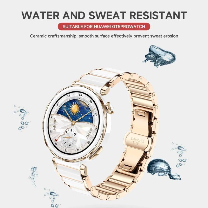 Nový 18mm keramický řemínek pro Huawei Watch GT5 Pro 42mm GT6-5 41mm Dámský luxusní náramek na zápěstí pro Huawei Watch GT6-5-4 41mm