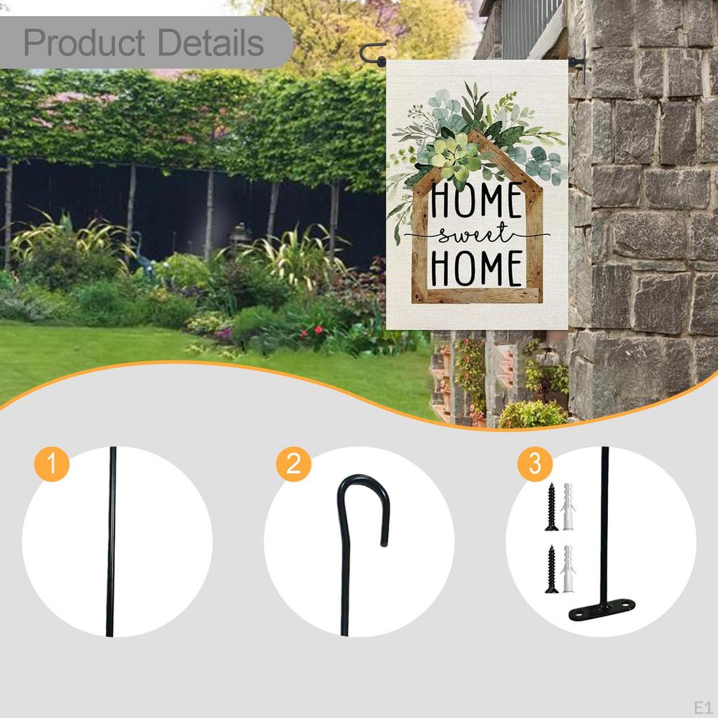 Garden Flag Holder Flags Stand Iron, Easy Mounting, Bracket Wall Scroll Hanger Flagpole
