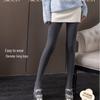 SK553 Women's Gray Slimming Fleece-Lined Stripe Pantyhose - Warm Autumn/Winter Style